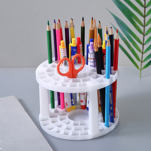 <b>Round</b> Makeup <b>Brush</b> Holder 2 Tier White Multi Hole Storage Organizer For Cosmetic <b>Brushes</b> And Pens Desktop Bathroom Use - Product Image 2