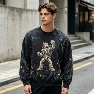 เสื้อสเวตเชิ้ตผู้ชายคอกลมพิมพ์ลายเพ้นท์สไตล์วินเทจแบบดิจิทัลทรงโอเวอร์ไซส์ หนานุ่ม สตรีทแวร์ รับผลิตแบบ OEM/ODM - Product Image 3