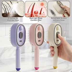 Brosse démêlante tout-en-un 2026 avec pulvérisateur électrique, peigne massant à coussin d'air, auto-nettoyante, applicateur d'huile et brosse à vapeur pour cheveux - Product Image 3