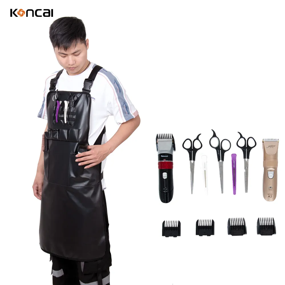 KONCAI Hair Scissor Bag Clips Comb Case Hairdressing Barber Scissor Holster Pouch Holder Tool Salon PU Leather Waist Pack Belt Bag