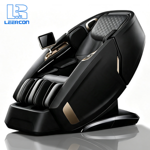 LEERCON Luxury 4D AI Matte Black Chair with Bronze Trim Silver <b>Speaker</b> Quilting Zero Gravity Track - Product Image 1