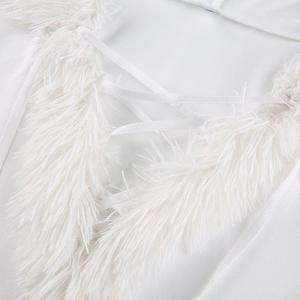 2022 New Arrival Women Christmas <strong>White</strong> Feather <strong>Fur</strong> Hooded Sexy Short Party Christmas Feather <strong>Dress</strong> - Product Image 5