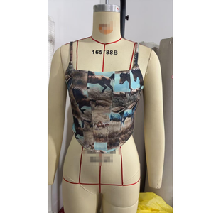 Top Corto Sexy de Tirantes Finos con Estampado Digital de Caballo, Estilo Corsé Vaquero Retro para <span class=keywords><strong>Mujer</strong></span>, Novedad de Verano, Venta al por Mayor - Product Image 2