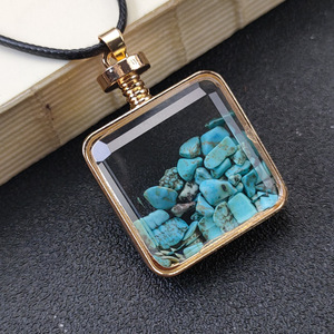 Colgante cuadrado de cristal con forma de botella de Perfume, joyería <span class=keywords><strong>Natural</strong></span> - Product Image 6