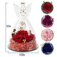 Offre Spéciale fleurs et plantes préservées petit ange fleur immortelle rose éternelle fleurs conservées dans un cadeau en verre
