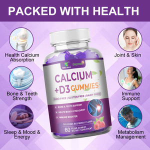 Calcium naturel sain + Gommes D3 pour adultes et enfants Supplément de calcium pour la santé des os <span class=keywords><strong>Nutrition</strong></span> essentielle et soutien immunitaire - Product Image 4