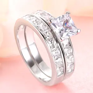 新设计925纯银锆石钻戒情侣对戒结婚求婚戒指