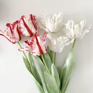 YOPIN 333 nuovo stile 2022 fiori artificiali stelo di tulipani in lattice di alta qualità fiore di lattice di tulipano bianco