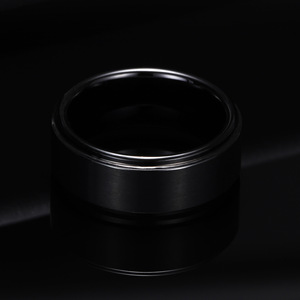 Men's Black <b>Brushed</b> Tungsten Steel Ring 8Mm Minimalist Fashion Geometric Design Gift Jewelry Accessory - Product Image 4