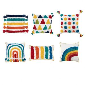 Funda <span class=keywords><strong>de</strong></span> Cojín <span class=keywords><strong>de</strong></span> Chenilla <span class=keywords><strong>de</strong></span> Diseño Bohemio para Sofá, Funda <span class=keywords><strong>de</strong></span> Almohada Decorativa con Estampado Marroquí y Borlas - Product Image 6