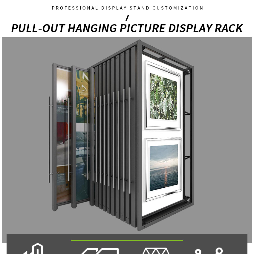 Tsianfan Idea Metal Mesh Pull-Out Slider Decor Carpet Fabric Rug Wall Hanging Oil Painting Canvas Artwork Display Rack Stand