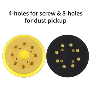5 pouces 8 trous 4 vis tampon abrasif électrique support Velcro jaune tampon de ponçage de remplacement pour <span class=keywords><strong>ponceuse</strong></span> métal bois polissage - Product Image 4