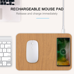 Custom Natural Wood Look PU Leather Wireless Charger <b>Mouse</b> <b>Pad</b> 2 in 1 Multi-Function 5W 15W Fast Wireless Charging Mousepad - Product Image 4