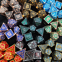JMS Factory Premium 7 pièces Polyhedral Gold Red Metal RPG DND Dice Set for Wholesaler