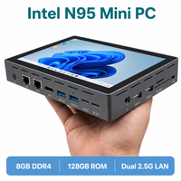 Mini PC Intel N95 con Pantalla Táctil de 7 Pulgadas F9B, Doble LAN 2.5G, Windows 11, Computadora Industrial Portátil con Batería de 5000mAh
