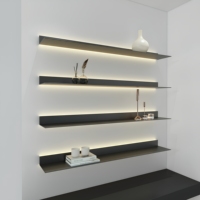 Étagère murale moderne en aluminium avec LED en option pour accessoires de meubles, décoration intérieure, salle de bain, cuisine, présentoir commercial