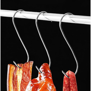 Gancho para carne en forma de S de acero inoxidable sólido y grueso para cocina, gancho individual para secar carne curada y ahumada, puntiagudo - Product Image 2