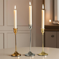 Ensemble de 3 bougeoirs en fer argenté, noir, or et bronze, style rétro minimaliste, pour Noël, Pâques, mariage, banquet, dîner, fête