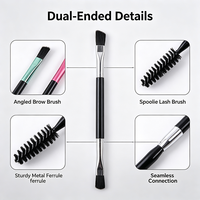 Pinceau à sourcils professionnel double embout en poils synthétiques, brosse à sourcils angulaire, peigne à cils, pour visage et yeux, logo personnalisé, fabricant OEM ODM