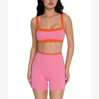 Ensemble de yoga 2 pièces respirant et coloré pour femme : soutien-gorge de sport et short de course taille haute à séchage rapide