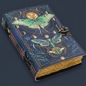 สมุดบันทึกหนังเรื่อง spell Book of SHADOW แบบมีตะขอล็อคแบบ Luna moth Butterfly ลายวินเทจ wiccan ขนาด7x5นิ้ว - Product Image 1
