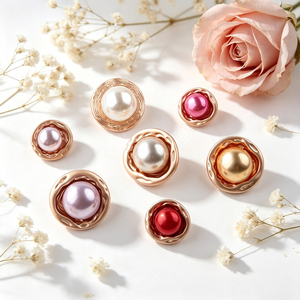 Vintage Wavy Frame Pearl Embellished Metal <b>Buttons</b> Assorted Colors Shank Fastener <b>Buttons</b> For Dress Blazer Clothing Accessories - Product Image 2