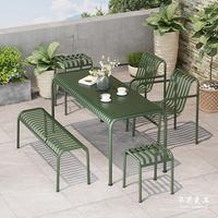 Ensemble chaise de table à manger d'extérieur moderne Mobilier de jardin à cadre en fer durable pour patio ou balcon