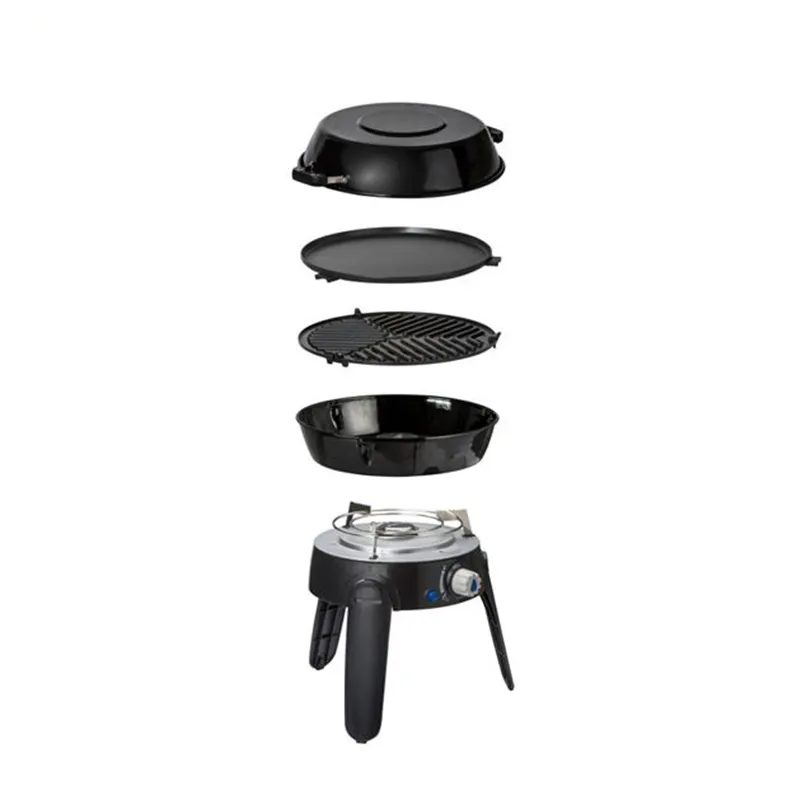 camping Party Grill camping Stove and Grill, All-in-One Portable BBQ, with Griddle, Grid and Pan Support, Black