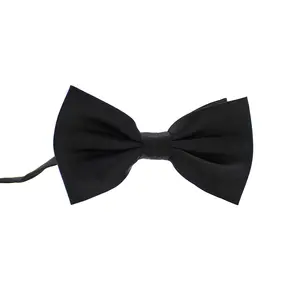 Gentleman Pretied Papillon Adjustable Morden Solid Black Butterfly Bow Tie Formal Satin Handmade Tuxedo Banquet Men's Bowties