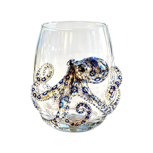 Vaso Artesanal <span class=keywords><strong>de</strong></span> Cristal con Forma <span class=keywords><strong>de</strong></span> Pulpo Azul Anillado 3D, Resistente al Calor, Apto para Alimentos, Vaso <span class=keywords><strong>de</strong></span> <span class=keywords><strong>Bar</strong></span> con Diseño <span class=keywords><strong>de</strong></span> Animal Marino - Product Image 1