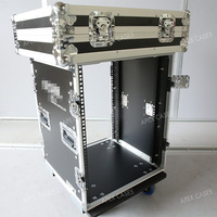 APEX CASES OEM 13U Boîtier de montage en rack portable, protection robuste, surface ignifugée, roues de 4 pouces pour amplificateur audio