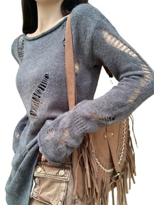 Pull en tricot à col rond de style coréen pour femmes au printemps et en automne queue de poisson taille <span class=keywords><strong>Cinc</strong></span> chandails hauts 9881 # - Product Image 1