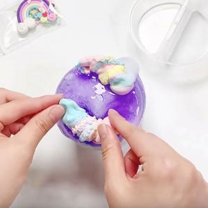 New Popularity Fluffy <b>Slime</b> Hot Sale Crystal <b>Slime</b> Colorful Ice Cream Rainbow Silk <b>Slime</b> with Plastic and Clay - Product Image 2