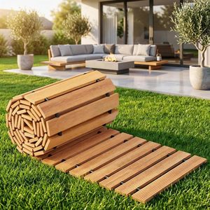 Planchas de Madera Entrelazadas para Caminos de Jardín, Antideslizantes, para Exteriores, Patio, Césped, Camino Rectangular, Diseño Contemporáneo - Product Image 1