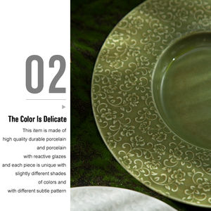 Fabrika doğrudan toptan 11.5 inç kabartmalı desen siyah seramik porselen hizmet Oval deniz ürünleri için yemek tabakları restoran - Product Image 4