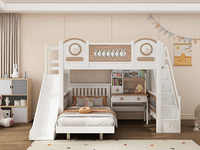 Lit mezzanine moderne en bois massif, taille double, avec escalier de rangement, adapté aux enfants, pour chambres, hôtels, écoles, hôpitaux