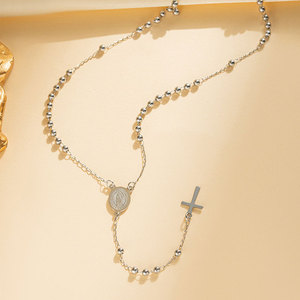 Collar de Rosario de Joyería Fina de Acero Inoxidable 316l con Baño de Oro de 14k 18k y Logotipo Personalizado Religioso, Resistente al Agua, para Mujer - Product Image 5