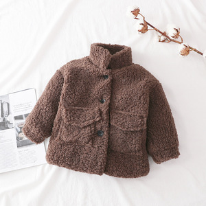 2022 mode bébé fille veste d'hiver épaisse laine d'agneau à manches longues solide bébé en bas âge bébé <span class=keywords><strong>mouton</strong></span> vêtements chauds d'extérieur coton enfants manteaux - Product Image 2