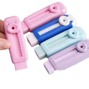 Promotional Plastic Cute Erasers for School Kids Push Pull Soft Eraser Custom Printing Multi Color Available Retractable Erasers