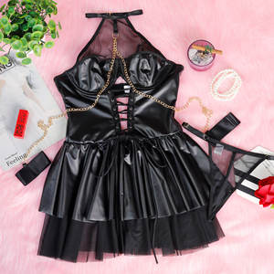 Echo personnage Type robe d'Halloween Sexy en cuir PU licou filet transparent robe Bracelet string ensemble petits Costumes de <span class=keywords><strong>film</strong></span> TV - Product Image 6