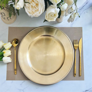 بيع بالجملة أطباق زينة بلاستيكية لحفلات الزفاف لوحات مرجانية ذهبية لإعداد الطاولات - Product Image 2