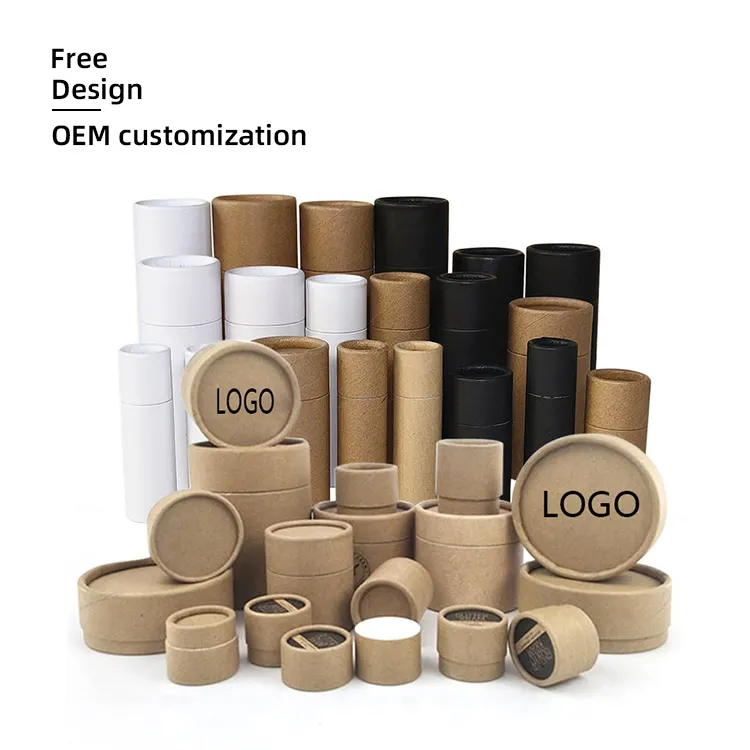 Free Design Custom Print Logo Packaging Cardboard Candle Brown Kraft Cosmetic Paper Tube
