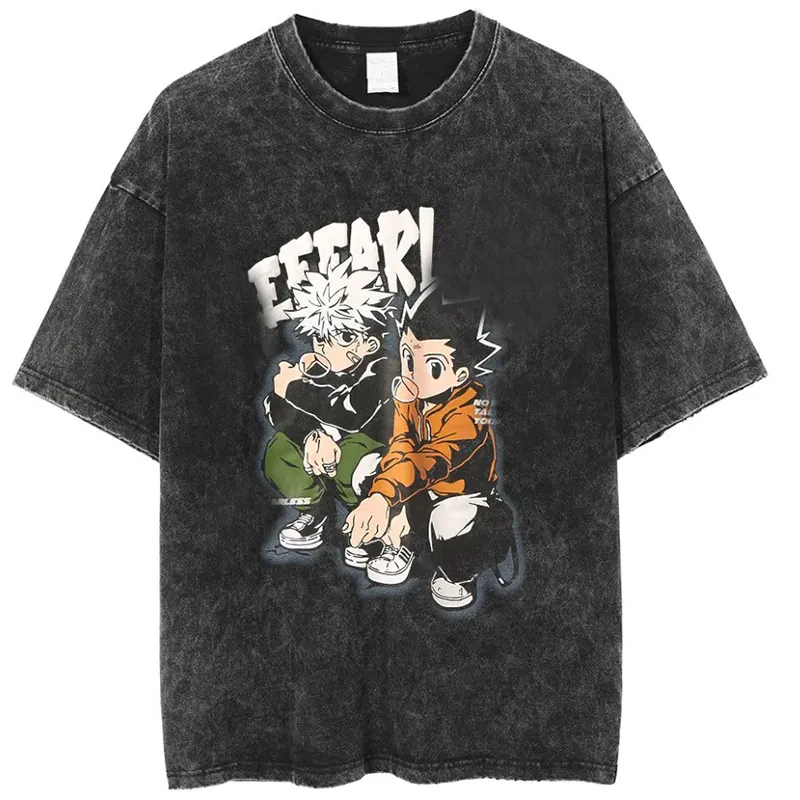 Oem Custom Grafische Mannen Acid Wash T-Shirt Vintage Gewassen Zware Gewicht Hiphop T-Shirt