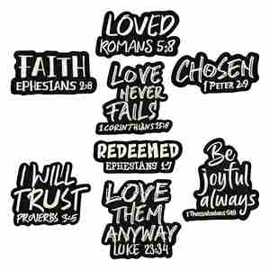 Parches Bordados con Extractos Bíblicos Ecológicos, Termoadhesivos, con Borde Cortado a Láser, para Gorras y Bolsas - Product Image 1