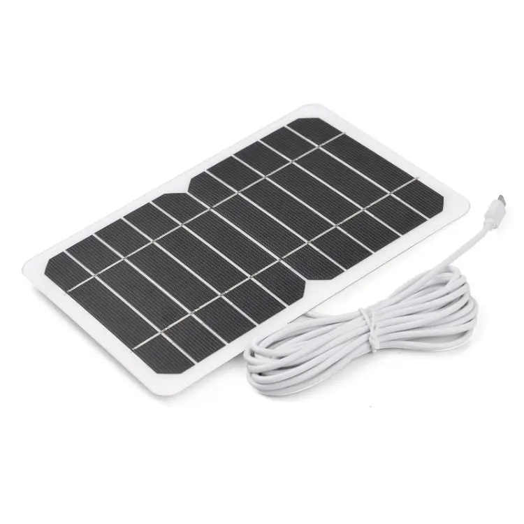 Chargeur solaire portable 5W 5V chargeur de panneau solaire étanche pour le camping avec prise Micro USB pour charger les téléphones portables Mini ventilateurs