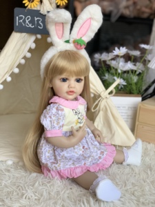 Kit de Muñeca <span class=keywords><strong>Reborn</strong></span> Realista R&B de 55 cm, de Vinilo, con <span class=keywords><strong>Ojos</strong></span> <span class=keywords><strong>Abiertos</strong></span> y Brillantes, Juguete Suave para Niñas, Ropa de Bebé - Product Image 4