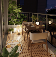 Ensemble table et chaises de balcon en bois massif, trois pièces, empilable, design moderne, mobilier pour petits appartements ZY006