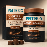 PEITEBIO CoQ10 L-Carnitine – Complément Quotidien Vitalité – Gommes à Mâcher Énergisantes Saveur Bœuf – Soutien Énergétique Cellulaire et Style de Vie Actif – 90 unités