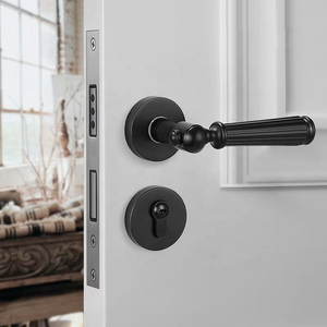 Cerradura de puerta de dormitorio interior de lujo moderna Cerradura magnética de aleación de zinc sólido negro silencioso con manija de madera - Product Image 5