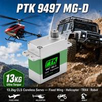 Servo Digital PTK 9497 MG-D HV con Motor Sin Núcleo Metálico CNC, Engranaje de Acero Inoxidable, 13.2kg, 0.066s, Programable, 4.8V-8.4V, para RC de Ala Fija TRX4